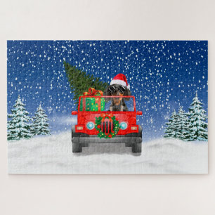 Puzzle Chien Dachshund avec cadeaux de Noël
