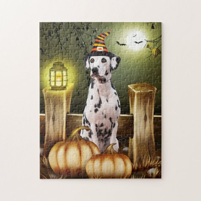 Puzzle Chien dalmate avec sorcière Casquette Halloween id (Vertical)