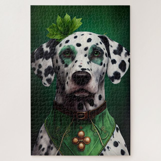 Puzzle Chien dalmate en tenue de la Saint Patrick (Vertical)