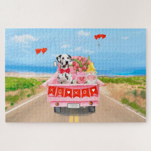 Puzzle Chien dalmate Saint Valentin Coeurs de Camion