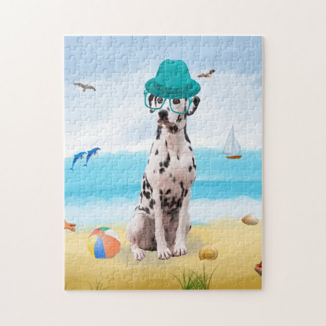 Puzzle Chien dalmate sur la plage (Vertical)