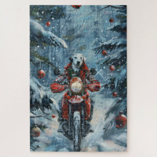 Puzzle Chien Dalmatien à moto Noël