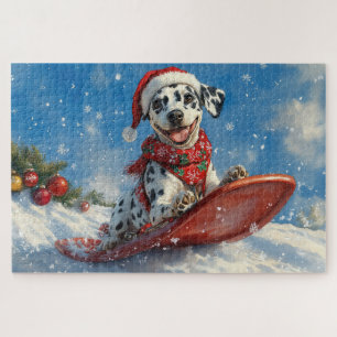 Puzzle Chien Dalmatien en Luge Laissez Tomber la Neige No