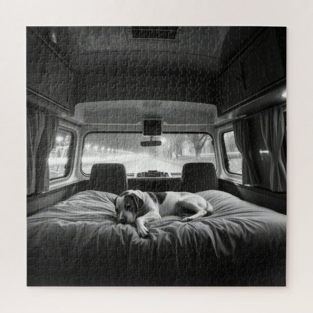 Puzzle Chien dans le lit d'un camping-car (Vertical)