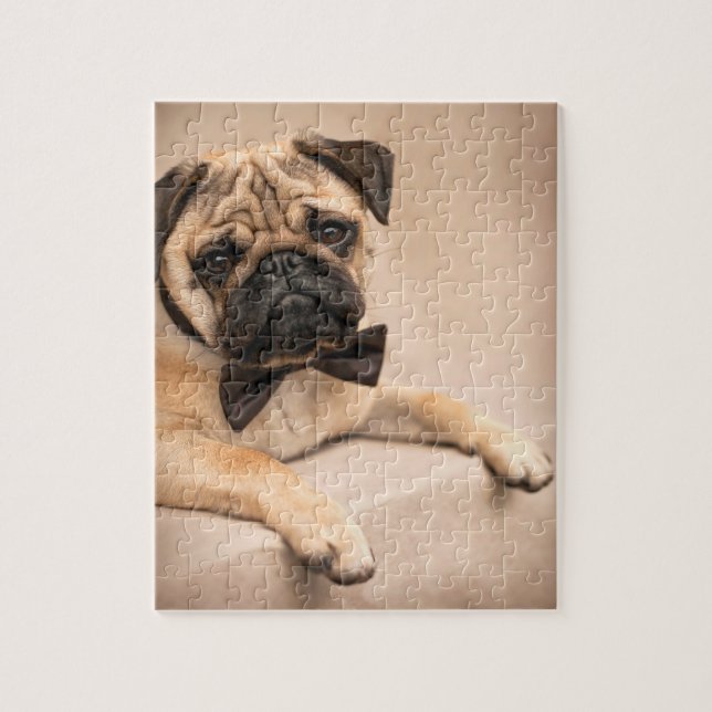 Puzzle Chien de carlin avec la cravate d'arc (Vertical)