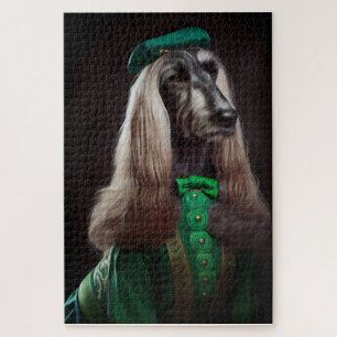 Puzzle chien de chien afghan en tenue de la Saint-Patrick