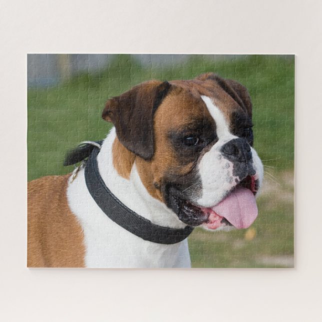 Puzzle Chien de chiot blanc et de chien de boxe (Horizontal)