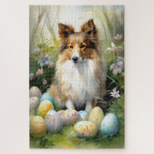 Puzzle Chien de mer Shetland avec Oeufs de Pâques Vacance