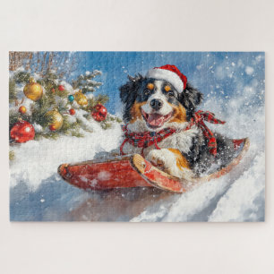 Puzzle Chien de Montagne bernois en luge Noël