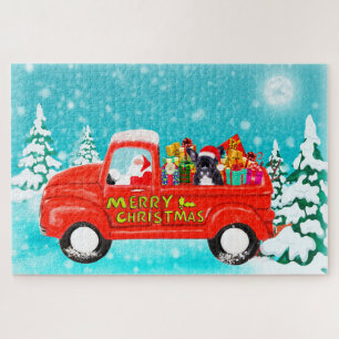 Puzzle Chien de Noël Père Noël Livraison Camion