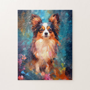 Puzzle Chien de Papillon coloré