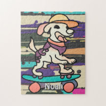 Chien de rue rétro sur skateboard | Drôle