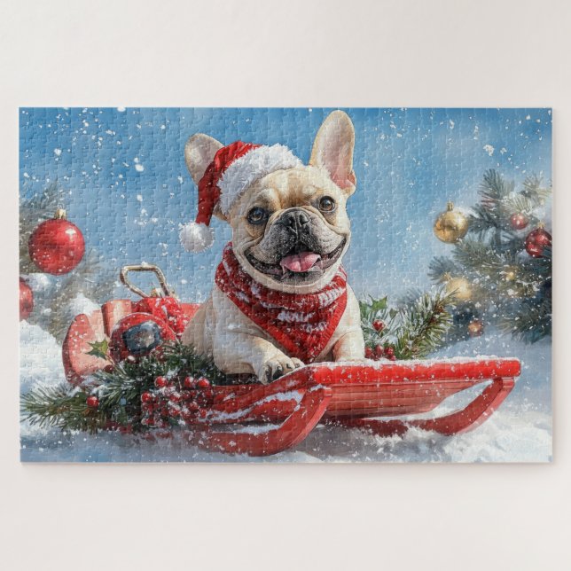 Puzzle Chien de taureau français dans la boue Laisser pas (Horizontal)