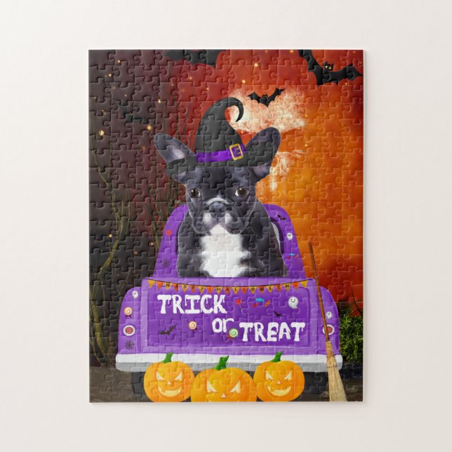 Puzzle Chien de taureau français dans un camion d'Hallowe (Vertical)