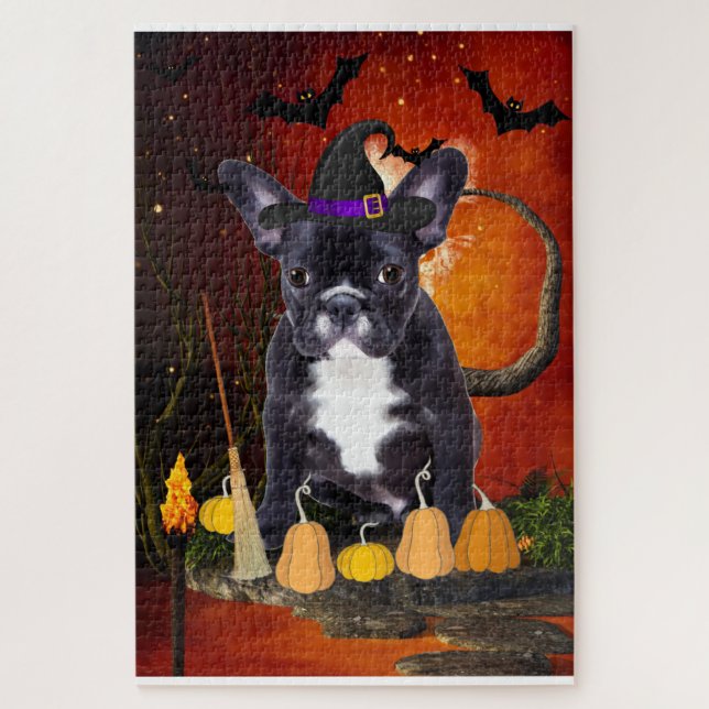 Puzzle Chien de taureau français d'Halloween (Vertical)