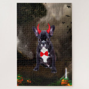 Puzzle Chien de taureau français en costume d'Halloween