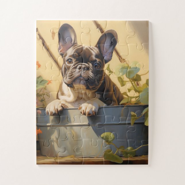 Puzzle Chien de taureau français se cache et cherche (Vertical)