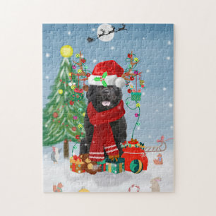 Puzzle Chien de Terre-Neuve avec cadeaux de Noël