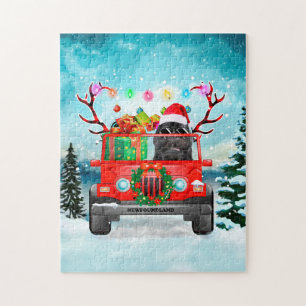 Puzzle Chien de Terre-Neuve avec cadeaux de Noël