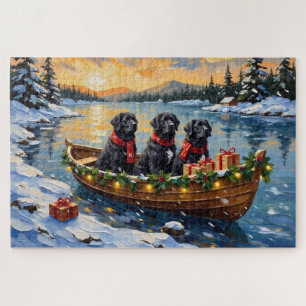 Puzzle Chien de Terre-Neuve Noël Bateau Fêtes