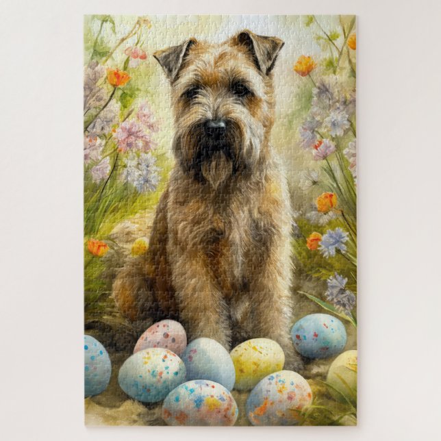 Puzzle Chien De Terrier À Roue Avec Oeufs De Pâques Vacan (Vertical)