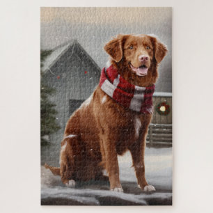 Puzzle Chien de Tollé du Nouveau-Écosse à Noël sous la ne