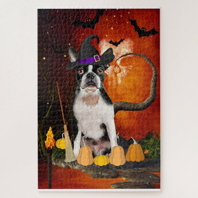 Puzzle Chien d'Halloween Boston Terrier (Vertical)