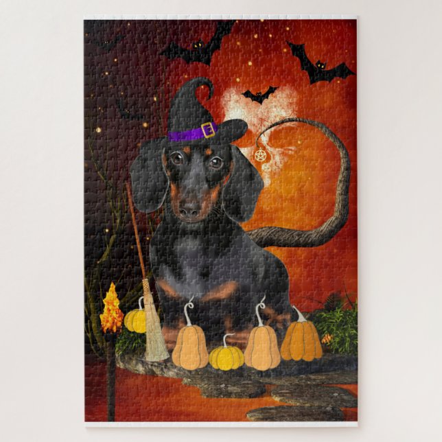 Puzzle Chien d'Halloween Dachshund (Vertical)