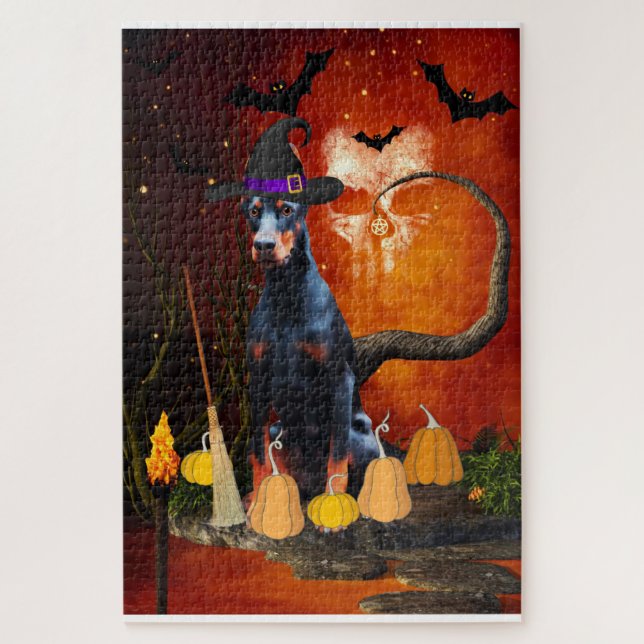 Puzzle Chien d'Halloween Doberman (Vertical)