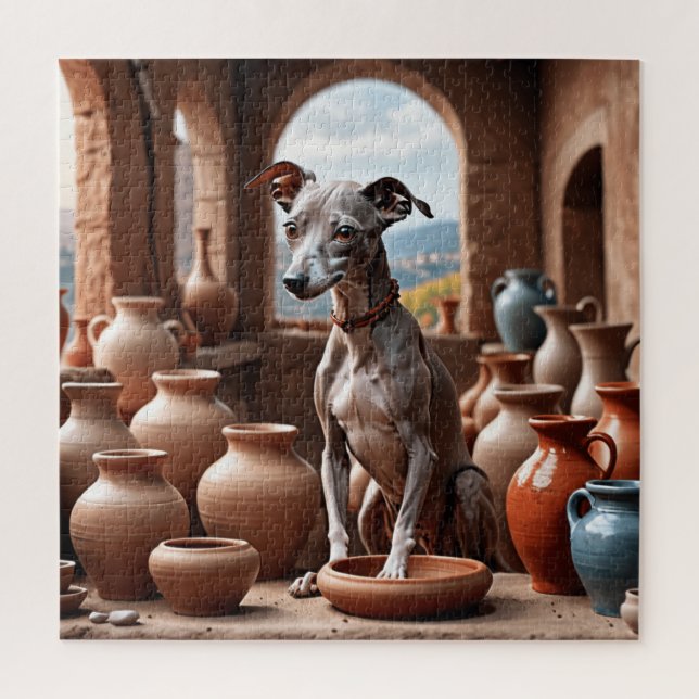 Puzzle Chien gris italien dans la salle de poterie (Vertical)