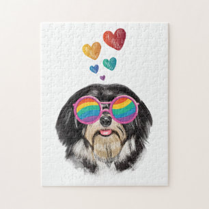 Puzzle Chien Havanais avec coeur Saint Valentin