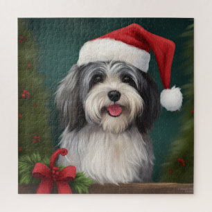Puzzle Chien Havanais en Noël de neige