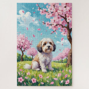 Puzzle Chien Havanais Fleur de Cerisier de Printemps