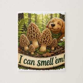 Puzzle Chien heureux reniflant des morilles - Amour de la