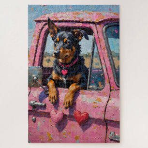 Puzzle Chien Kelpie Australien Ute Rose Saint-Valentin