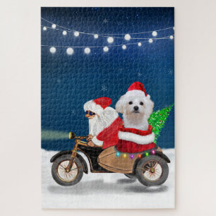 Puzzle Chien maltais Noël Père Noël