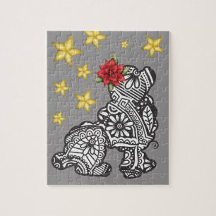 Puzzle Chien mandala avec étoiles