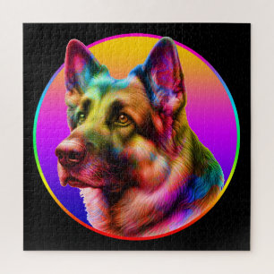 PUZZLE CHIEN MIGNON ARC-EN-CIEL COLORÉ