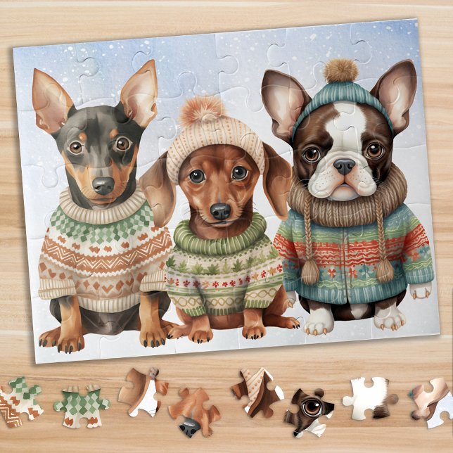 Puzzle Chien mignon Festif Chien d'hiver Chien Chiens Noë (Créateur téléchargé)