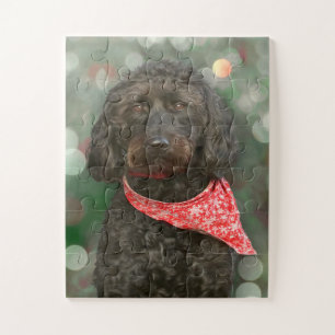 Puzzle chien noir labradoodle Noël