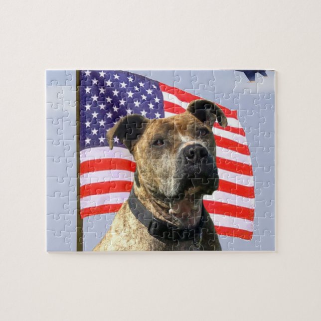 Puzzle Chien patriotique de pitbull (Horizontal)