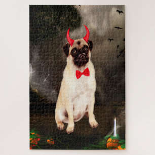 Puzzle Chien Pug en costume d'Halloween