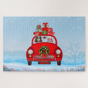Puzzle Chien Roi Cavalier En Voiture Avec Le Père Noël