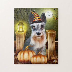 Puzzle Chien schnauzer miniature avec Casquette sorcier H