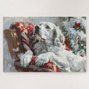 Puzzle Chien Setter Anglais Fête de Noël
