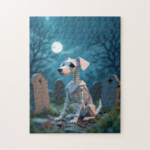 Puzzle Chien squelette d'Halloween origami effrayant