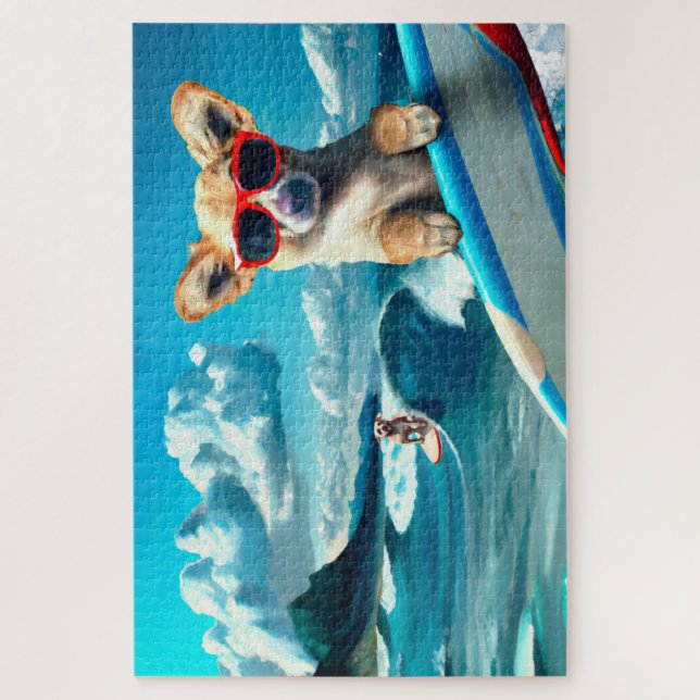 Puzzle Chien sur le Surboard portant des lunettes de sole (Vertical)