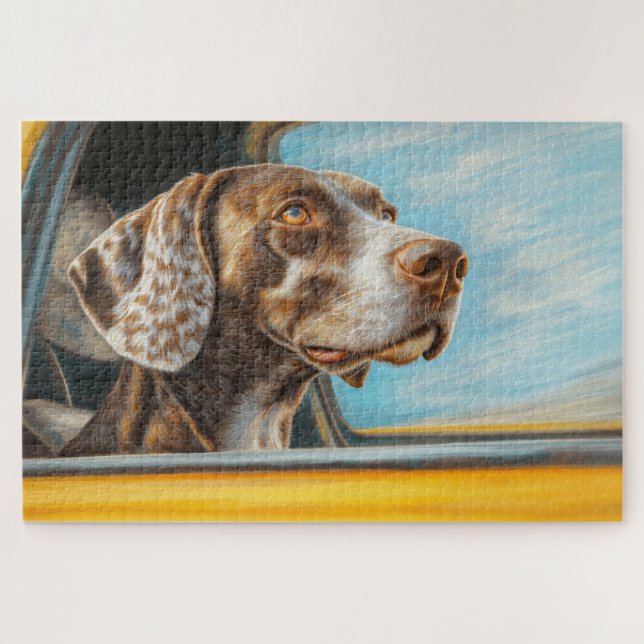 Puzzle Chien tacheté sur une voiture Aventure Art Imprime (Horizontal)