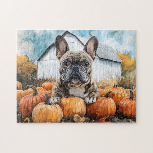 Puzzle Chien-taureau français dans le Patch Citrouille
