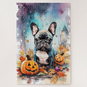 Puzzle Chien-taureau français d'Halloween avec la peur Ci